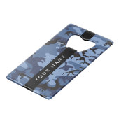 Navy Blue Camouflage Ihr Name Personalize Geldbeutel Flaschenöffner (Rückseite Schrägansicht)