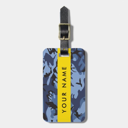Navy Blue Camouflage Ihr Name Personalize Gepäckanhänger (Vorderseite vertikal)