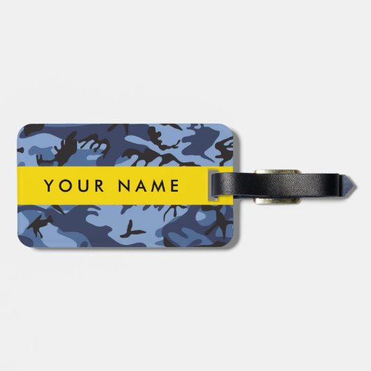 Navy Blue Camouflage Ihr Name Personalize Gepäckanhänger (Rückseite horizontal)