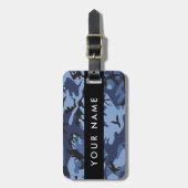 Navy Blue Camouflage Ihr Name Personalize Gepäckanhänger (Vorderseite vertikal)