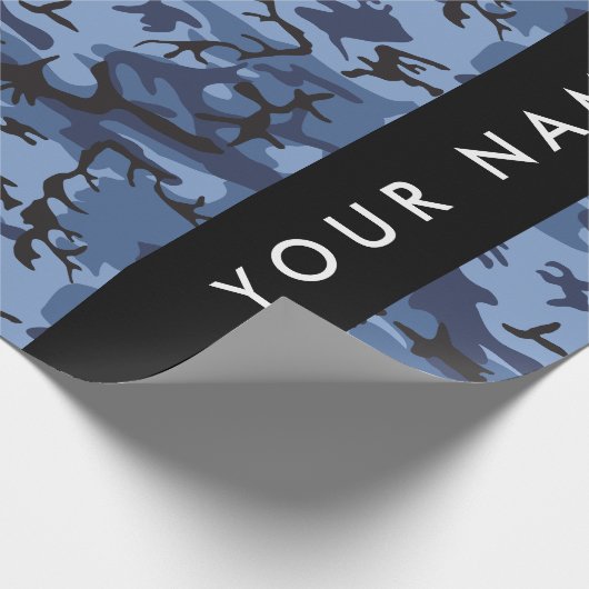 Navy Blue Camouflage Ihr Name Personalize Geschenkpapier (Ecke)