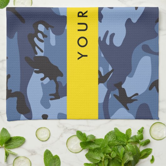 Navy Blue Camouflage Ihr Name Personalize Geschirrtuch (Gefaltet)