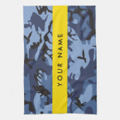 Navy Blue Camouflage Ihr Name Personalize Geschirrtuch (Vertikal)