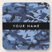Navy Blue Camouflage Ihr Name Personalize Getränkeuntersetzer (Vorderseite)