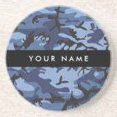 Navy Blue Camouflage Ihr Name Personalize Getränkeuntersetzer (Vorne)