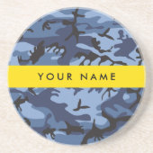 Navy Blue Camouflage Ihr Name Personalize Getränkeuntersetzer (Vorne)