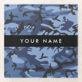 Navy Blue Camouflage Ihr Name Personalize Glasuntersetzer (Vorderseite)