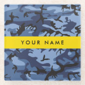 Navy Blue Camouflage Ihr Name Personalize Glasuntersetzer (Vorderseite)