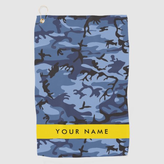 Navy Blue Camouflage Ihr Name Personalize Golfhandtuch (Vorderseite)