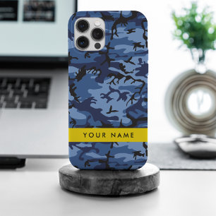 Navy Blue Camouflage Ihr Name Personalize iPhone 15 Pro Max Hülle