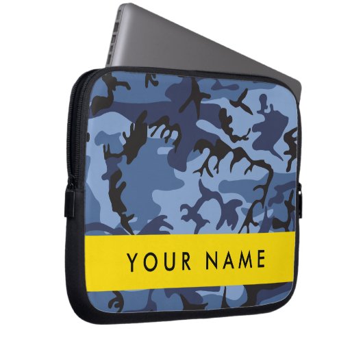 Navy Blue Camouflage Ihr Name Personalize Laptopschutzhülle (Vorne Rechts)