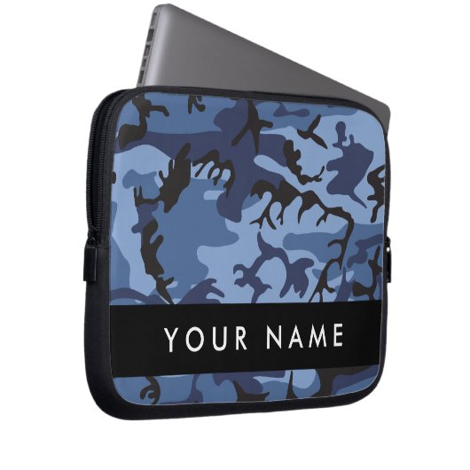 Navy Blue Camouflage Ihr Name Personalize Laptopschutzhülle (Vorne Rechts)