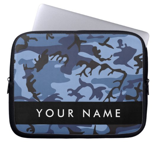 Navy Blue Camouflage Ihr Name Personalize Laptopschutzhülle (Vorderseite)