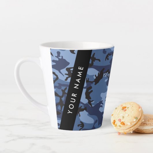 Navy Blue Camouflage Ihr Name Personalize Milchtasse (Beispiel)