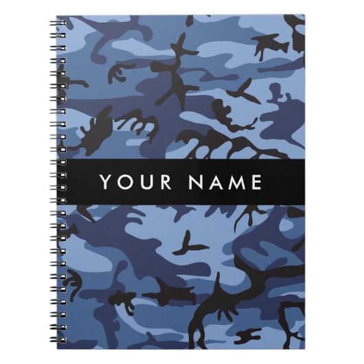 Navy Blue Camouflage Ihr Name Personalize Notizblock (Vorderseite)