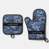 Navy Blue Camouflage Ihr Name Personalize Ofenhandschuh & Topflappen-Set (Vorderseite)