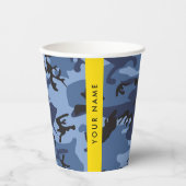 Navy Blue Camouflage Ihr Name Personalize Pappbecher (Vorderseite)