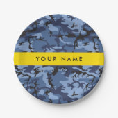 Navy Blue Camouflage Ihr Name Personalize Pappteller (Vorderseite)