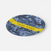 Navy Blue Camouflage Ihr Name Personalize Pappteller (Schrägansicht)