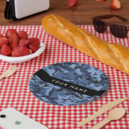 Navy Blue Camouflage Ihr Name Personalize Pappteller