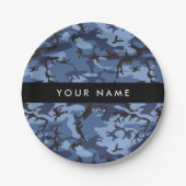 Navy Blue Camouflage Ihr Name Personalize Pappteller (Vorderseite)
