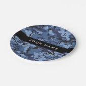 Navy Blue Camouflage Ihr Name Personalize Pappteller (Schrägansicht)