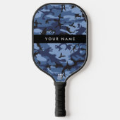 Navy Blue Camouflage Ihr Name Personalize Pickleball Schläger (Vorderseite)