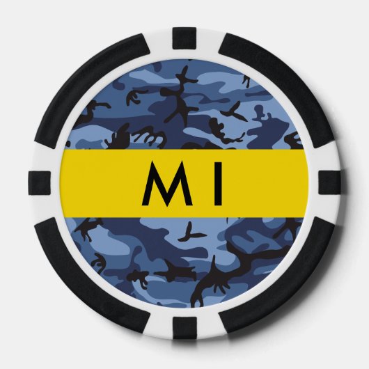 Navy Blue Camouflage Ihr Name Personalize Pokerchips (Vorderseite)