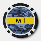 Navy Blue Camouflage Ihr Name Personalize Pokerchips (Rückseite)