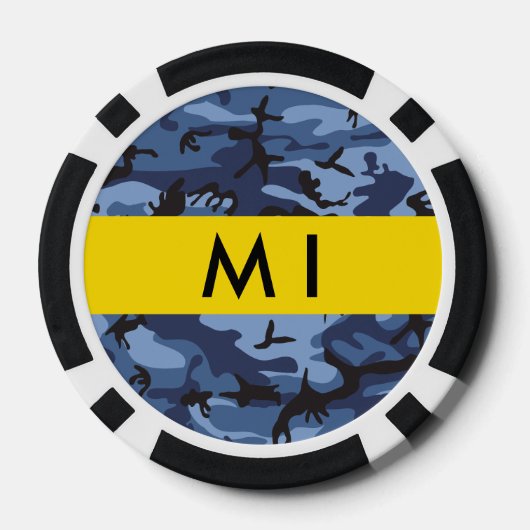 Navy Blue Camouflage Ihr Name Personalize Pokerchips (Rückseite)