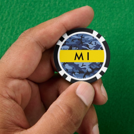 Navy Blue Camouflage Ihr Name Personalize Pokerchips (Hand)