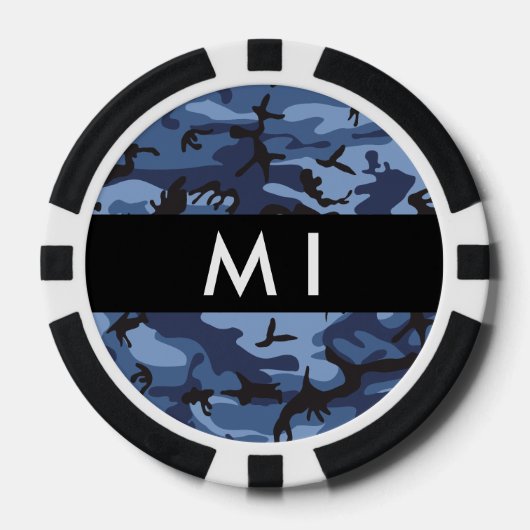 Navy Blue Camouflage Ihr Name Personalize Pokerchips (Vorderseite)