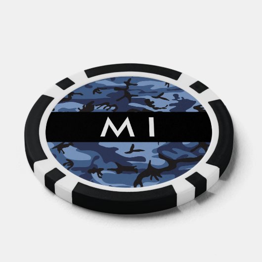 Navy Blue Camouflage Ihr Name Personalize Pokerchips (Einzeln)