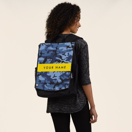 Navy Blue Camouflage Ihr Name Personalize Rucksack (Ausgewaschen)