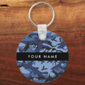 Navy Blue Camouflage Ihr Name Personalize Schlüsselanhänger (Vorderseite)