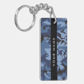 Navy Blue Camouflage Ihr Name Personalize Schlüsselanhänger (Vorderseite links)