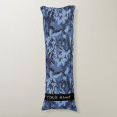 Navy Blue Camouflage Ihr Name Personalize Seitenschläferkissen (Vorderseite Vertikal)