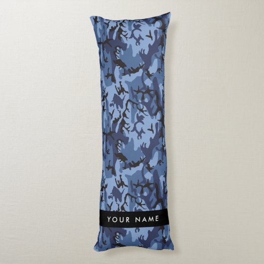 Navy Blue Camouflage Ihr Name Personalize Seitenschläferkissen (Rückseite (Vertikal))