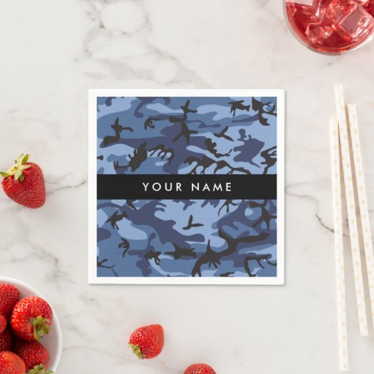 Navy Blue Camouflage Ihr Name Personalize Serviette (Beispiel)