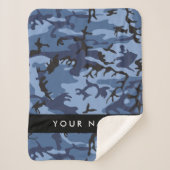 Navy Blue Camouflage Ihr Name Personalize Sherpadecke (Vorderseite)