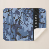 Navy Blue Camouflage Ihr Name Personalize Sherpadecke (Vorderseite (Horizontal))