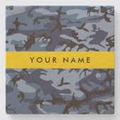 Navy Blue Camouflage Ihr Name Personalize Steinuntersetzer (Vorderseite)
