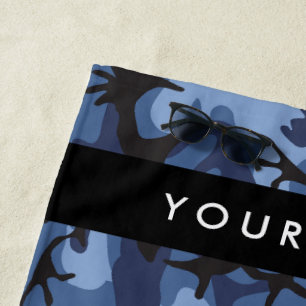 Navy Blue Camouflage Ihr Name Personalize Strandtuch