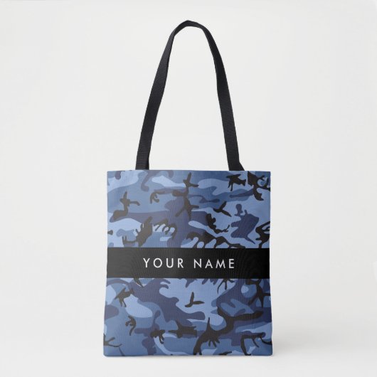 Navy Blue Camouflage Ihr Name Personalize Tasche (Vorderseite)