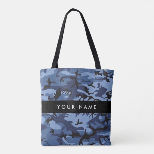 Navy Blue Camouflage Ihr Name Personalize Tasche (Rückseite)