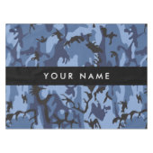 Navy Blue Camouflage Ihr Name Personalize Tischdecke (Vorderseite (Horizontal))