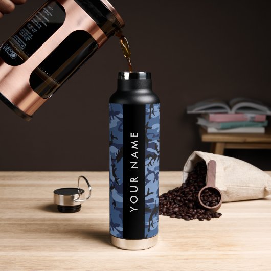 Navy Blue Camouflage Ihr Name Personalize Trinkflasche (Kaffee)