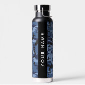 Navy Blue Camouflage Ihr Name Personalize Trinkflasche (Links)