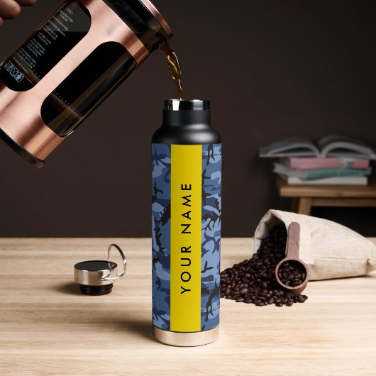 Navy Blue Camouflage Ihr Name Personalize Trinkflasche (Kaffee)