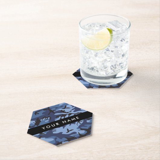 Navy Blue Camouflage Ihr Name Personalize Untersetzer (Vor Ort)